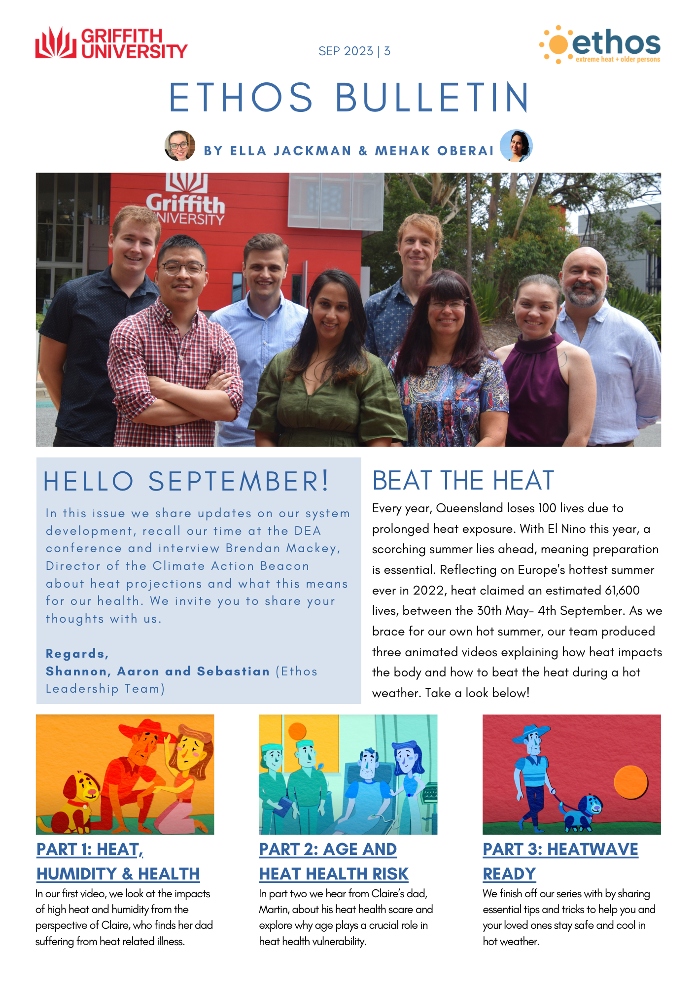 A photo of the cover page of the Ethos newsletter September 2023
