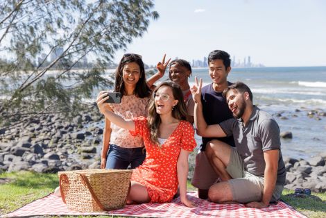 students taking selfie at GC