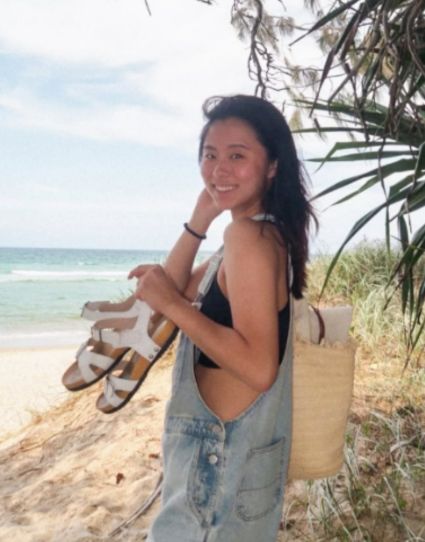 Korean student at the beach.