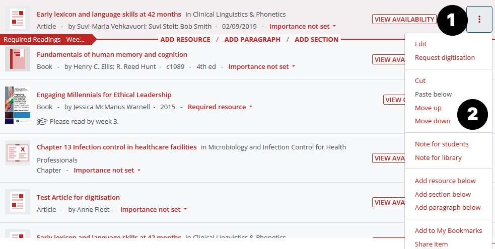 Move resource up or down