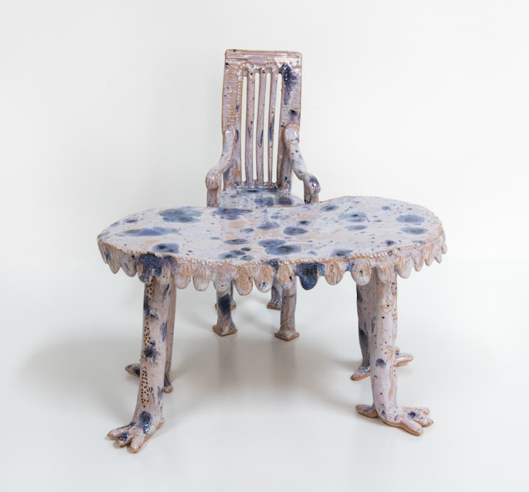 Emily Hunt Sheraton was a hoarder 2016 Glazed stoneware 2 components: 20 x 8 x 7cm, 12 x 20 x 10cm Collection: The artist Courtesy: The Commercial, Sydney Photographer: Sofia Freeman.