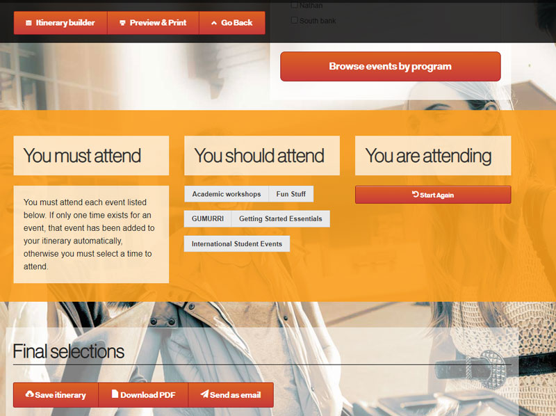 screenshot of O-Week Planner Screenshot of O-Week Planner