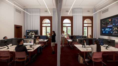 Students in Treasury building tech teaching space