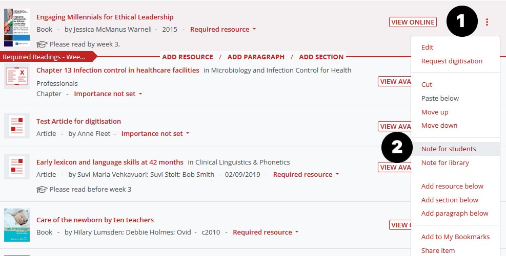 Edit note for students