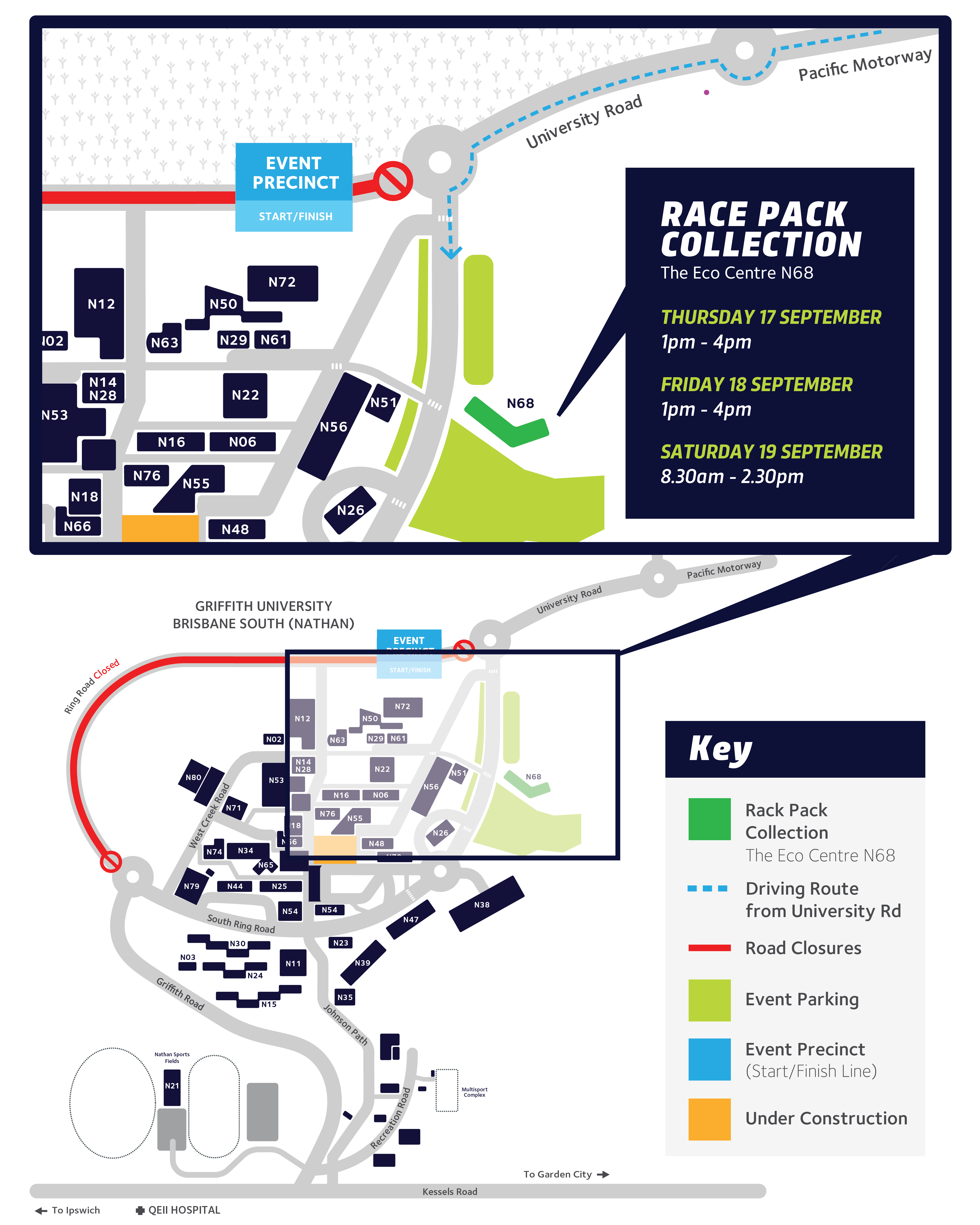 Griffith Sport Toohey Trail Run Race Pack Kit Collection Location Map