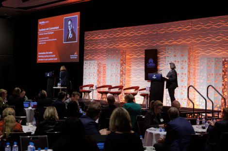 Professor Donna Pendergast on stage at Creating Futures 2022