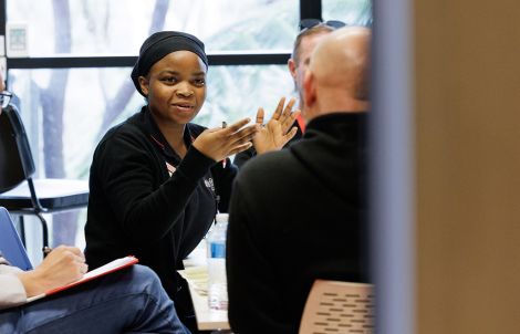 A student taking a lead in a conversation