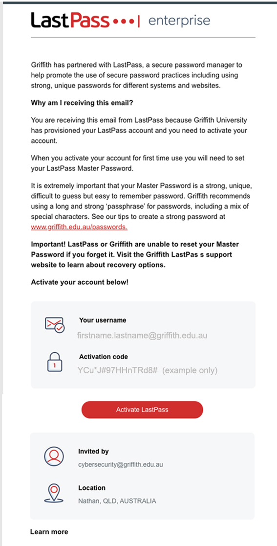 Example of LastPass email