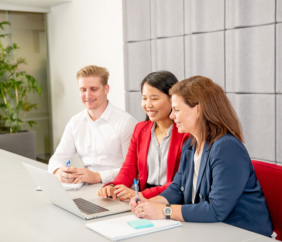 Staff checking emails