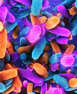 Bacteria Lactobacillus in human intestine