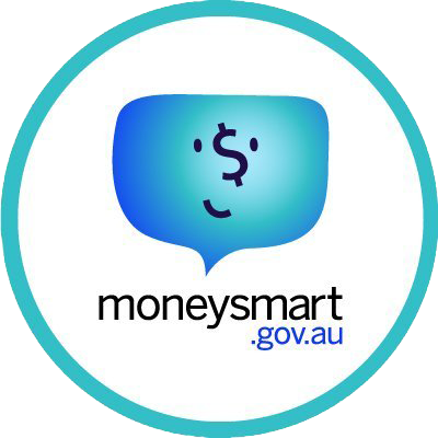 A blue logo with the text moneysmart.gov.au