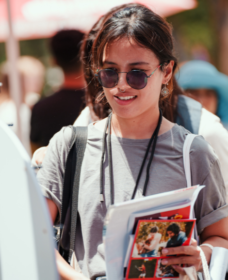 student at market day