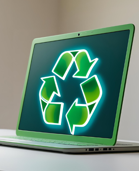 laptop with recycling symbol