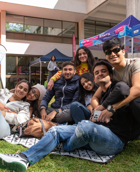 students at market day