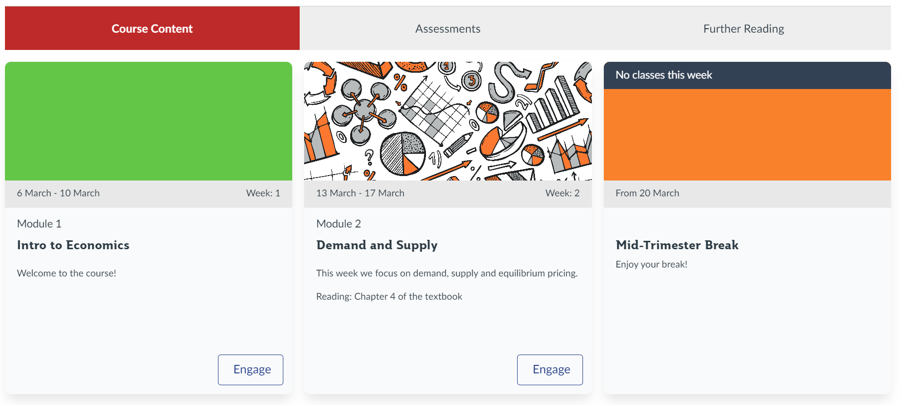 Graphic interface of Classic Cards representation