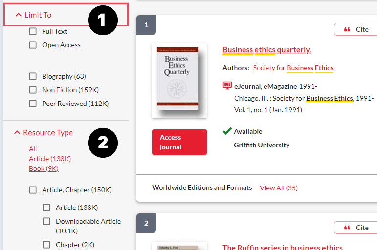 Use filters to refine your search