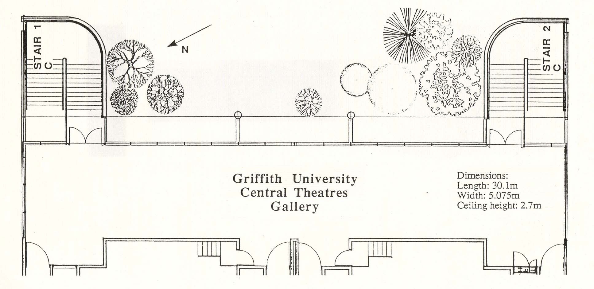 A architects plan of the Griffith University Central Theatres Gallery