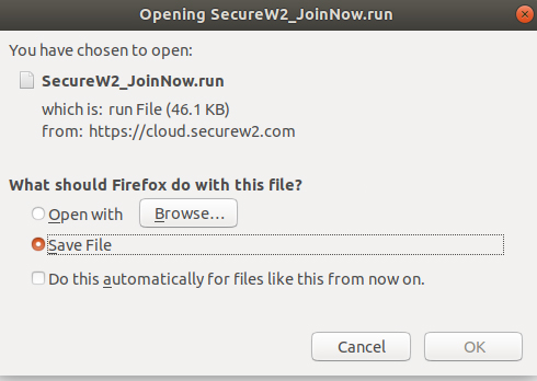 Opening SecurW2 JoinNow file