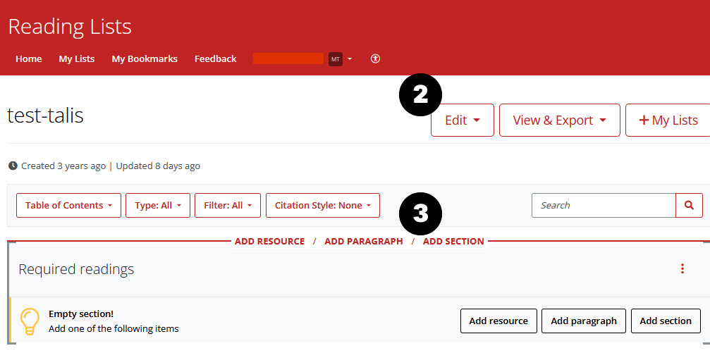 Edit menu and action bar