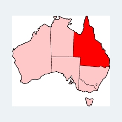 Map of Australia highlighting Queensland