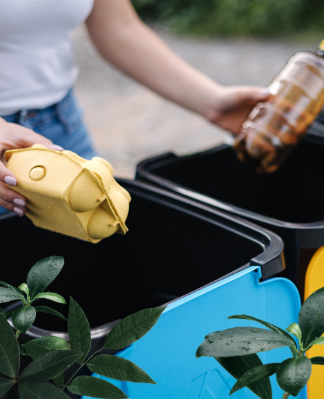 putting rubbish in bins