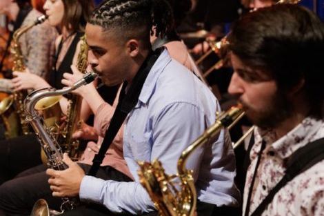 Musicians playing saxophone