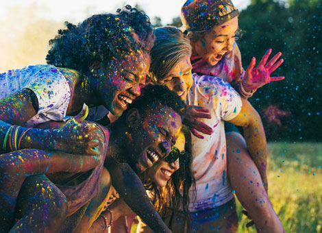 People celebrating cultural diversity with a Colour Run