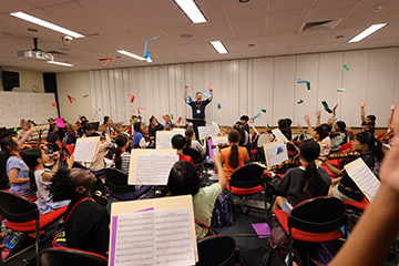 Students in orchestra