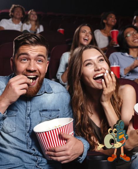 Students Laughing Eating popcorn together