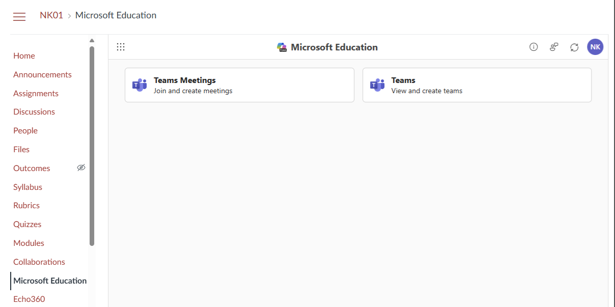 Microsoft Education Menu Link