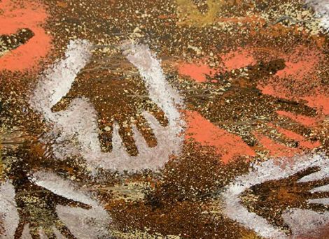 Indigenous artwork showing hand prints