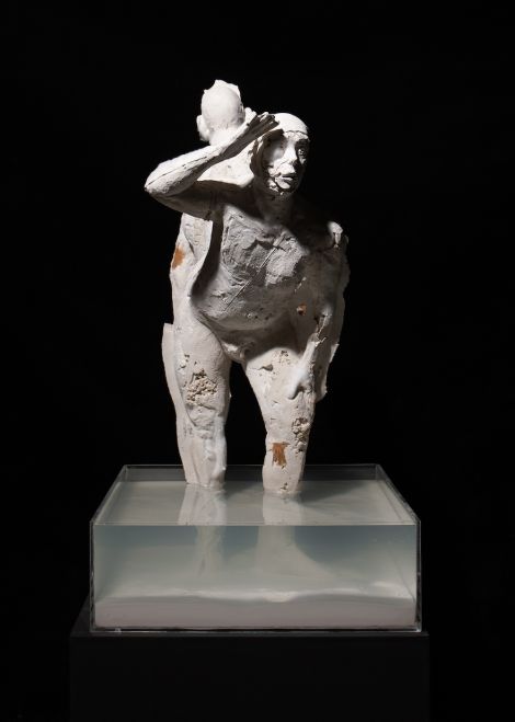 Jacques van der Merwe, Selfportret/Self-portrait (Rebeginning), 2020. Plaster of Paris, cotton wool, bandages, water, beeswax, acrylic, 52cm x 52cm x 100cm.