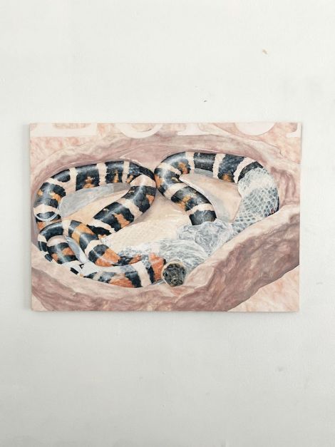 Savannah Jarvis, Sitting in a hot bath tub crawling out of skin on a Tuesday, 2020, Oil on board, 40 x 35 cm 01