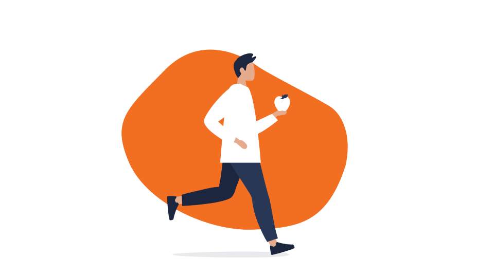icon of a man running with an apple in his hand