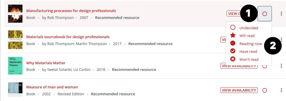 Reading intentions Reading intentions