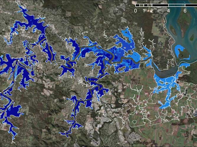 Map with highlighted water catchment