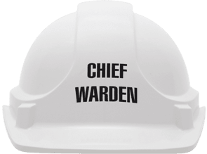 White chief warden hard hat 