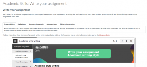 Example of Learning@Griffith tutorial on wring assignments