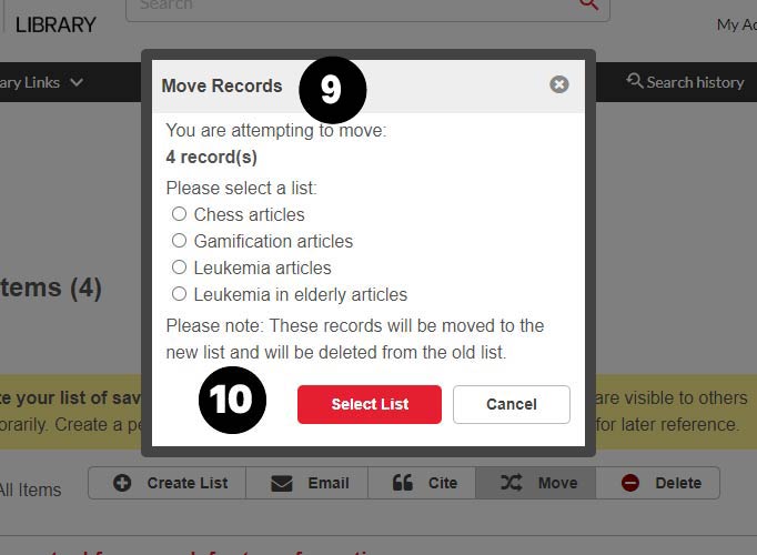 Move items to a list