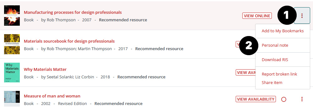 Create personal note