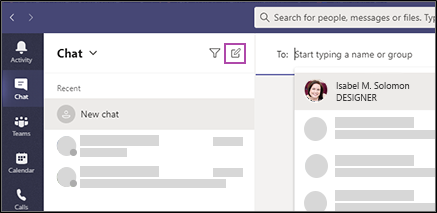 Screenshot of Teams private chat