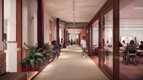 Students in Treasury building learning space