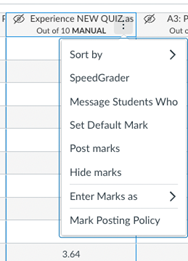 Selection menu showing Post Marks or Mark Posting Policy