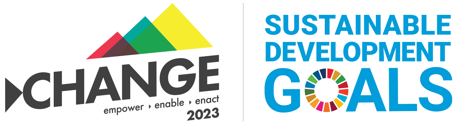 Change 2023 conference logo along side the UN's sustainable development goals logo