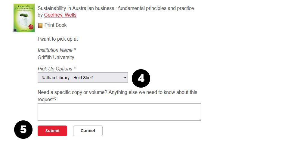 Select pick up option and submit