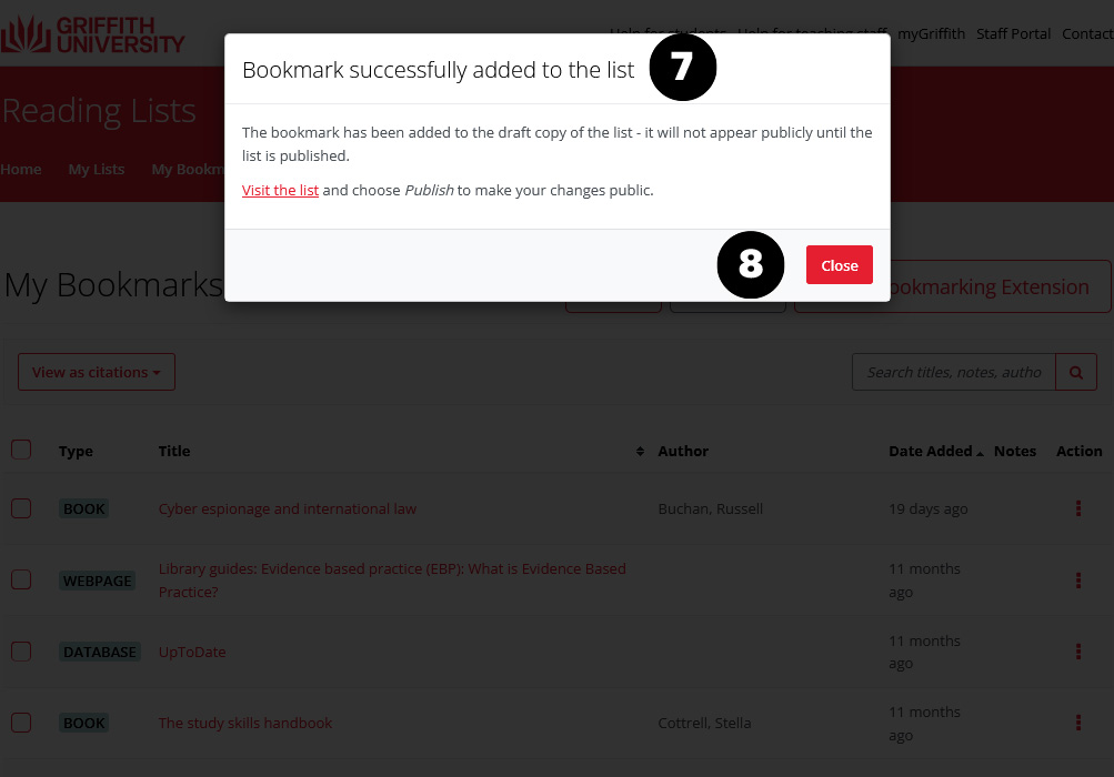 Confirmation successfully added to list