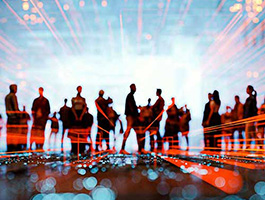 Silhouettes of a group of people