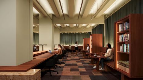 Students in Treasury building library