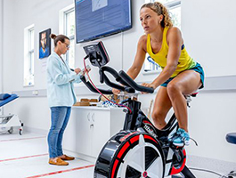 athlete on a bike in a lab