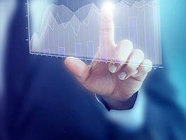 Finger touching a graph on a touch screen